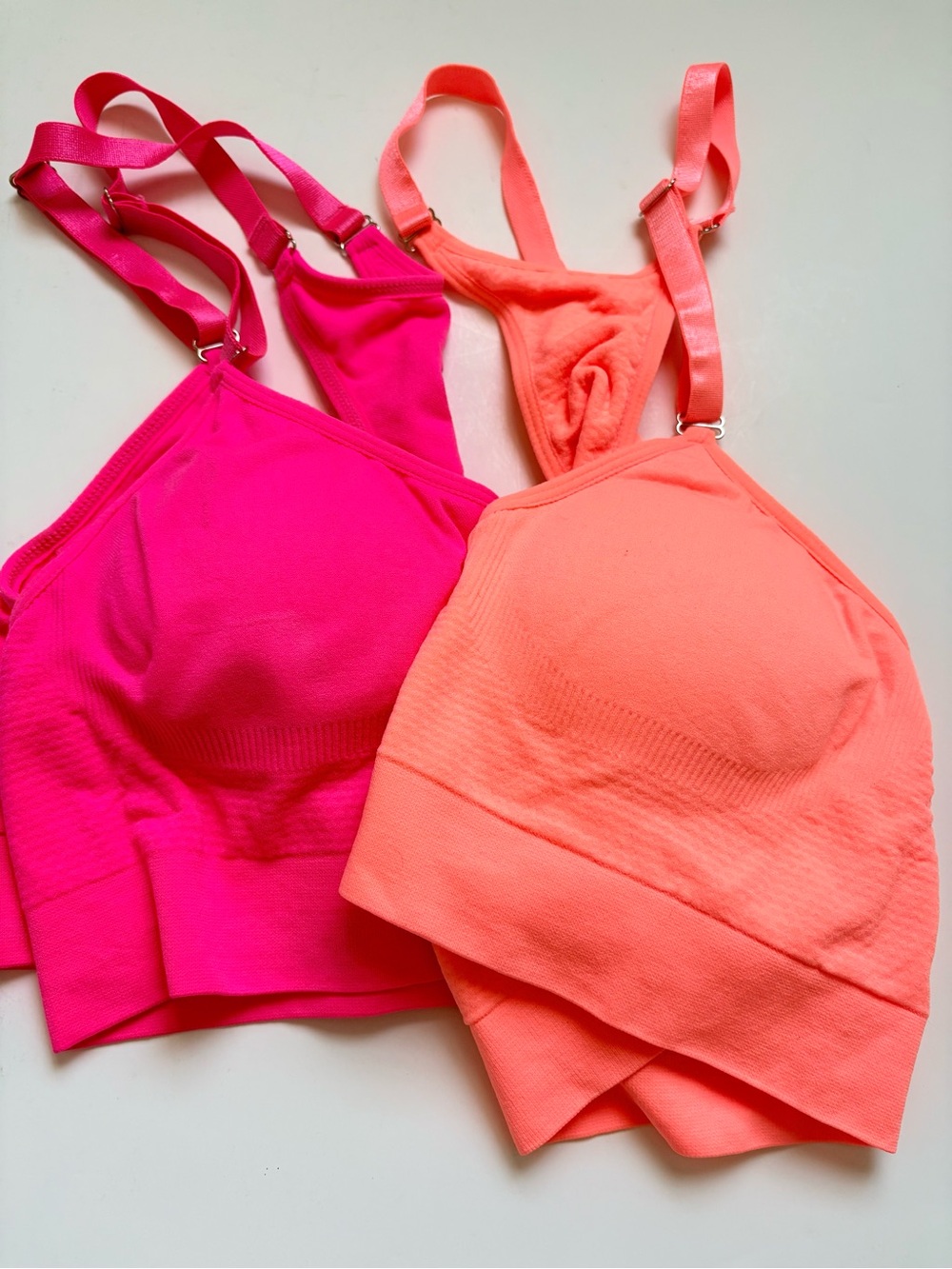 Neon Pink & Neon Coral Seamless Sports Bralettes - Women Intimates XL